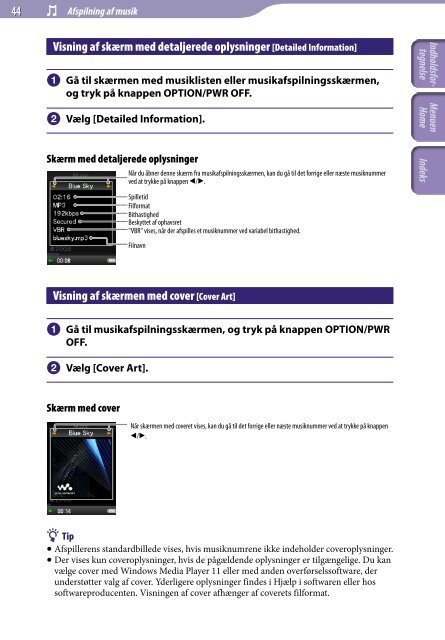 Sony NWZ-E445 - NWZ-E445 Istruzioni per l'uso Danese