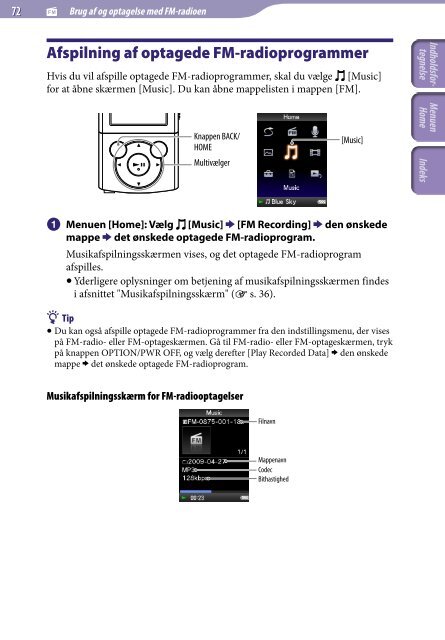 Sony NWZ-E445 - NWZ-E445 Istruzioni per l'uso Danese