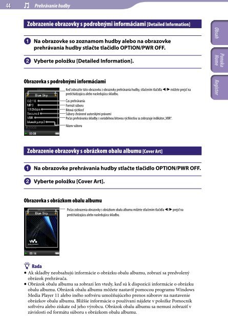 Sony NWZ-E445 - NWZ-E445 Istruzioni per l'uso Slovacco