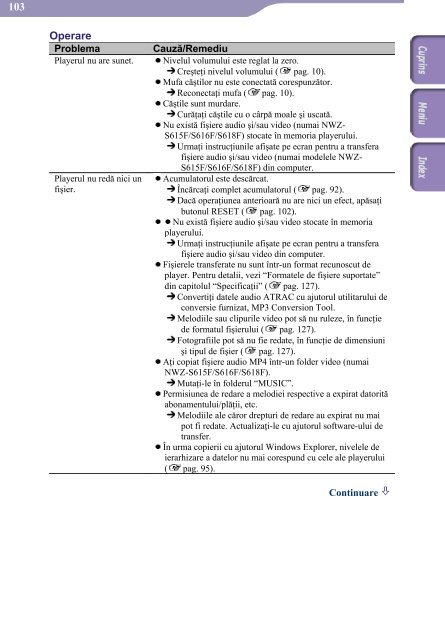 Sony NWZ-S516 - NWZ-S516 Istruzioni per l'uso Rumeno