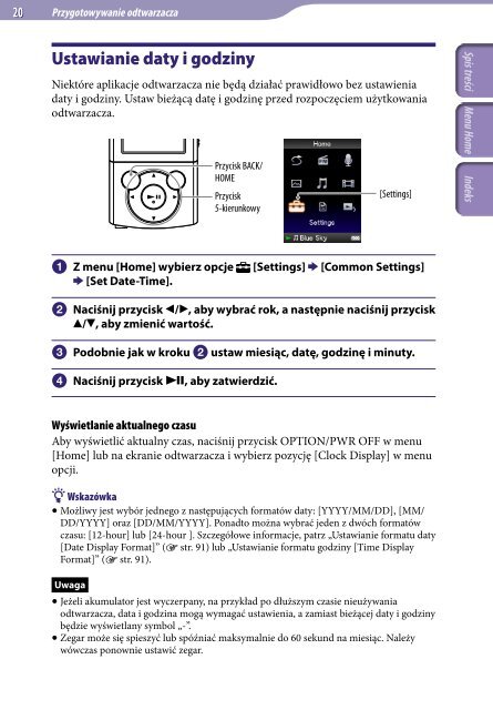 Sony NWZ-E445 - NWZ-E445 Istruzioni per l'uso Polacco