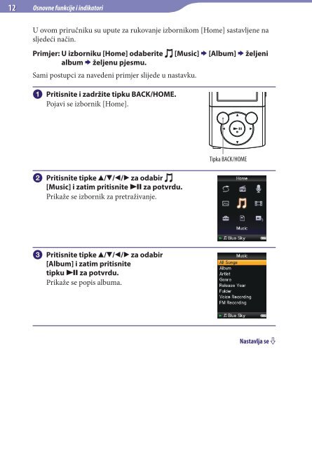 Sony NWZ-E445 - NWZ-E445 Istruzioni per l'uso Croato