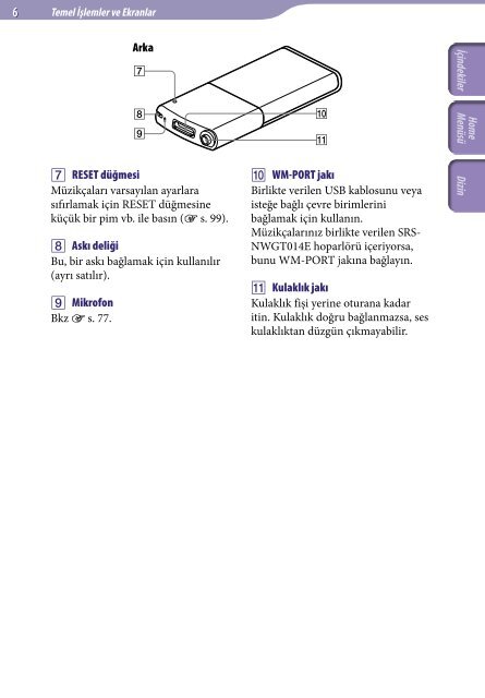 Sony NWZ-E445 - NWZ-E445 Istruzioni per l'uso Turco