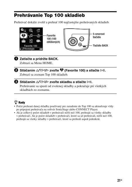 Sony NW-A1000 - NW-A1000 Istruzioni per l'uso Slovacco