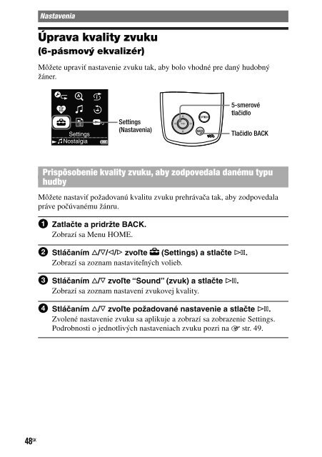 Sony NW-A1000 - NW-A1000 Istruzioni per l'uso Slovacco