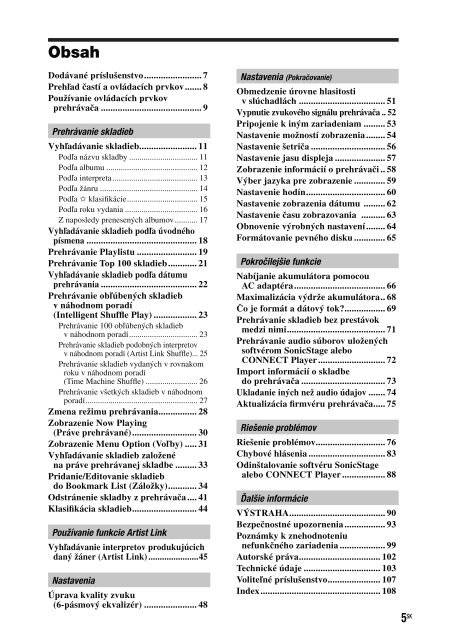 Sony NW-A1000 - NW-A1000 Istruzioni per l'uso Slovacco