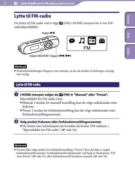 Sony NWZ-B142F - NWZ-B142F Istruzioni per l'uso Norvegese