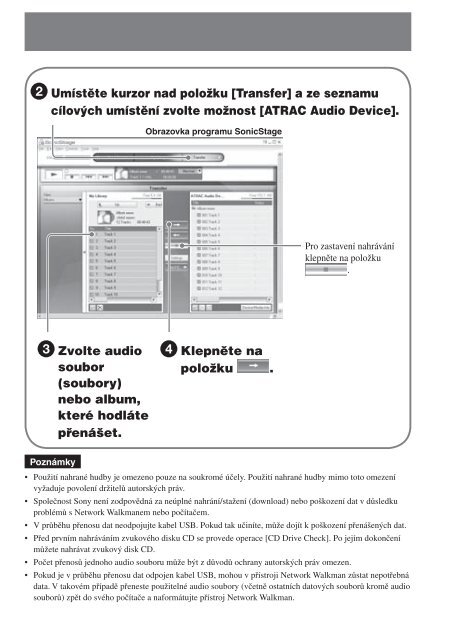 Sony NW-E403 - NW-E403 Istruzioni per l'uso Ceco