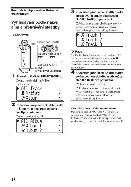 Sony NW-E403 - NW-E403 Istruzioni per l'uso Ceco