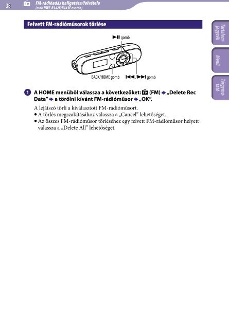 Sony NWZ-B142F - NWZ-B142F Istruzioni per l'uso Ungherese