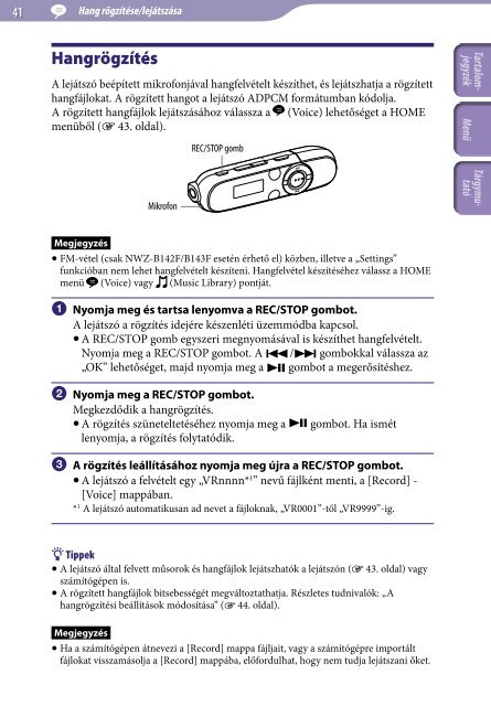 Sony NWZ-B142F - NWZ-B142F Istruzioni per l'uso Ungherese