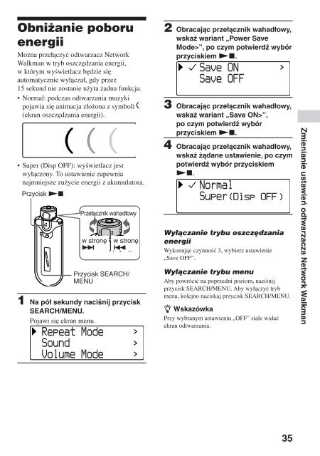 Sony NW-E403 - NW-E403 Istruzioni per l'uso Polacco