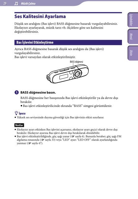 Sony NWZ-B142F - NWZ-B142F Istruzioni per l'uso Turco