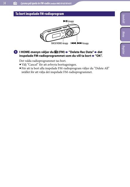 Sony NWZ-B142F - NWZ-B142F Istruzioni per l'uso Svedese