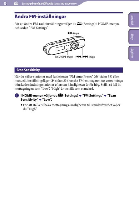 Sony NWZ-B142F - NWZ-B142F Istruzioni per l'uso Svedese