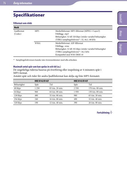 Sony NWZ-B142F - NWZ-B142F Istruzioni per l'uso Svedese