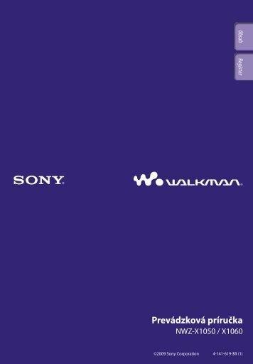 Sony NWZ-X1060 - NWZ-X1060 Istruzioni per l'uso Slovacco