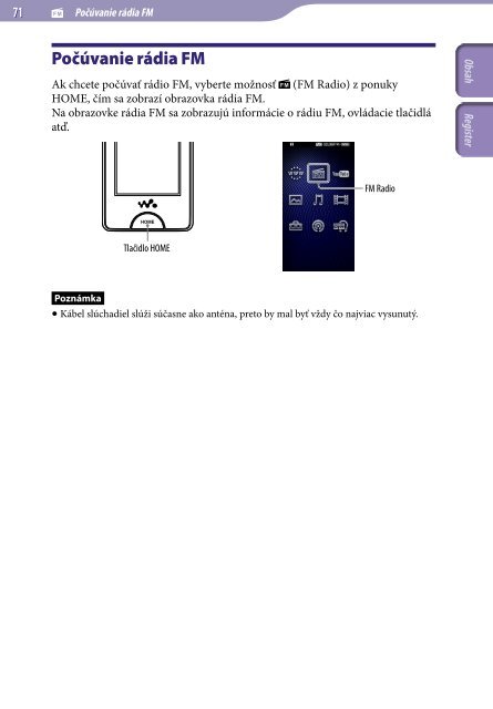 Sony NWZ-X1060 - NWZ-X1060 Istruzioni per l'uso Slovacco