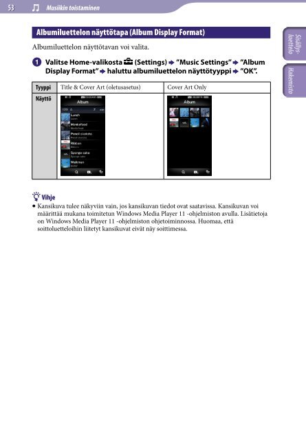 Sony NWZ-X1060 - NWZ-X1060 Istruzioni per l'uso Finlandese