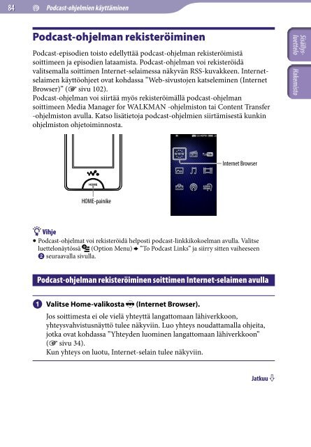 Sony NWZ-X1060 - NWZ-X1060 Istruzioni per l'uso Finlandese
