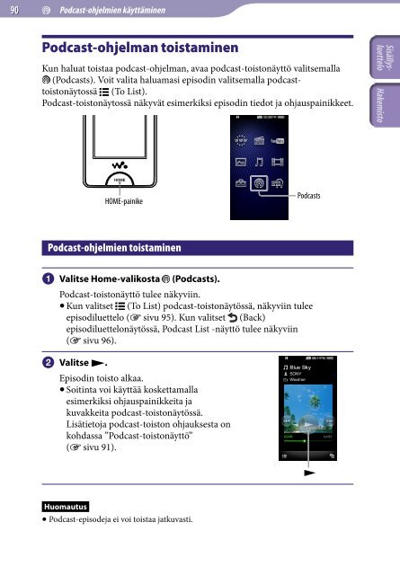 Sony NWZ-X1060 - NWZ-X1060 Istruzioni per l'uso Finlandese
