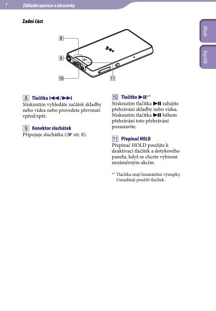 Sony NWZ-X1060 - NWZ-X1060 Istruzioni per l'uso Ceco