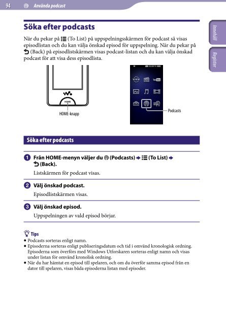 Sony NWZ-X1060 - NWZ-X1060 Istruzioni per l'uso Svedese