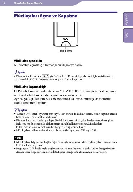 Sony NWZ-X1060 - NWZ-X1060 Istruzioni per l'uso Turco