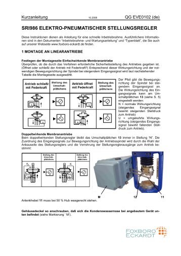 sri986 elektro-pneumatischer stellungsregler - FOXBORO ECKARDT