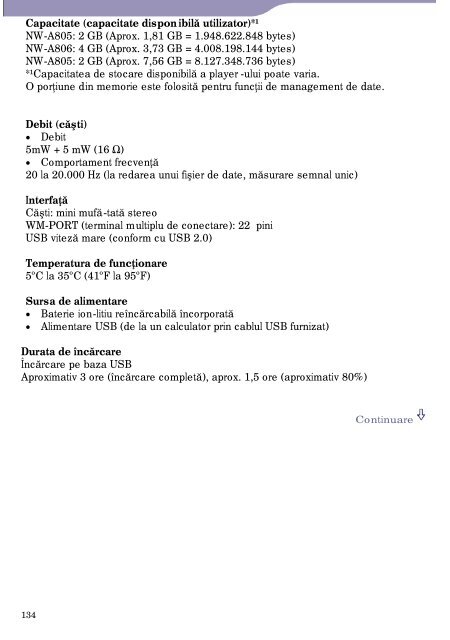 Sony NW-A808 - NW-A808 Istruzioni per l'uso Rumeno