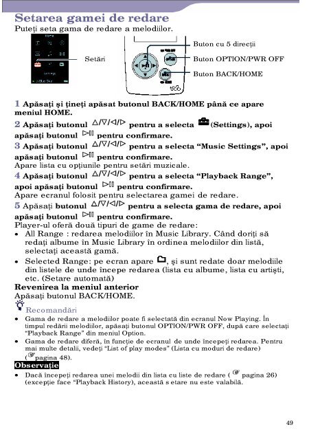 Sony NW-A808 - NW-A808 Istruzioni per l'uso Rumeno