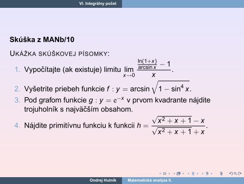 Matematická analýza II