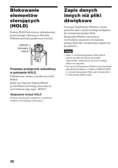 Sony NW-E405 - NW-E405 Istruzioni per l'uso Polacco