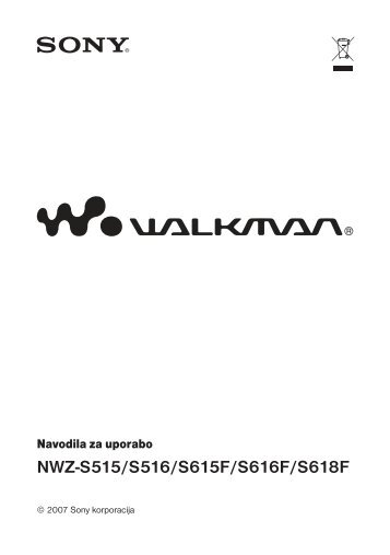 Sony NWZ-S515 - NWZ-S515 Istruzioni per l'uso Sloveno