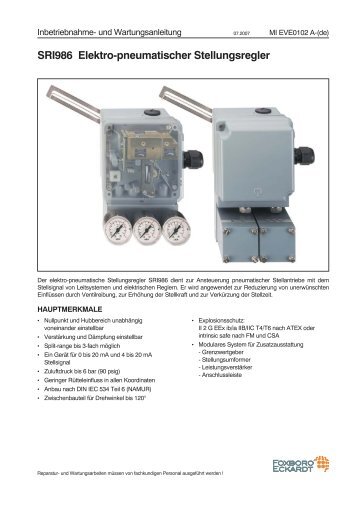 SRI986 Elektro-pneumatischer Stellungsregler - FOXBORO ECKARDT