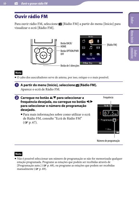 Sony NWZ-E443 - NWZ-E443 Istruzioni per l'uso Portoghese