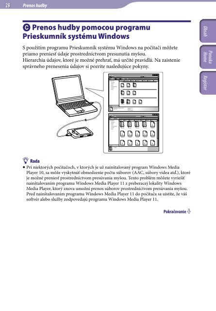 Sony NWZ-E443 - NWZ-E443 Istruzioni per l'uso Slovacco