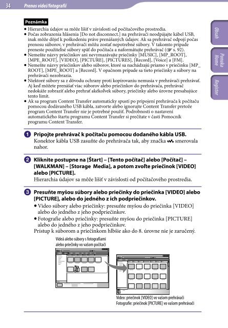 Sony NWZ-E443 - NWZ-E443 Istruzioni per l'uso Slovacco