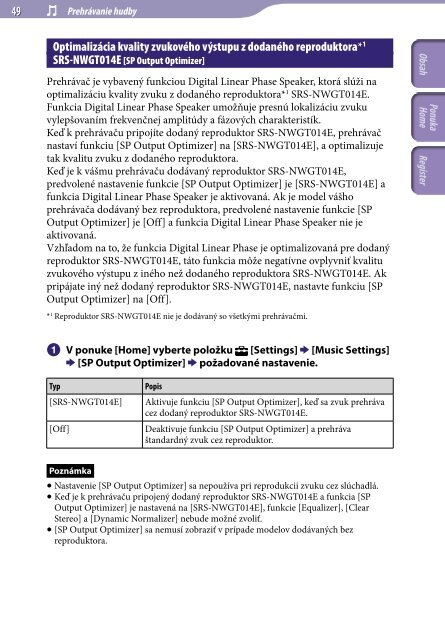 Sony NWZ-E443 - NWZ-E443 Istruzioni per l'uso Slovacco