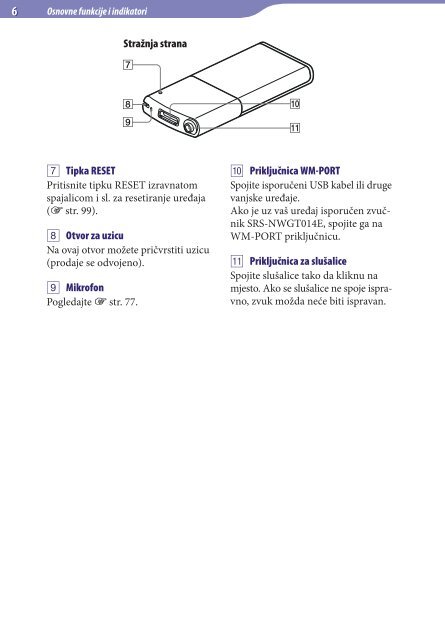 Sony NWZ-E443 - NWZ-E443 Istruzioni per l'uso Croato