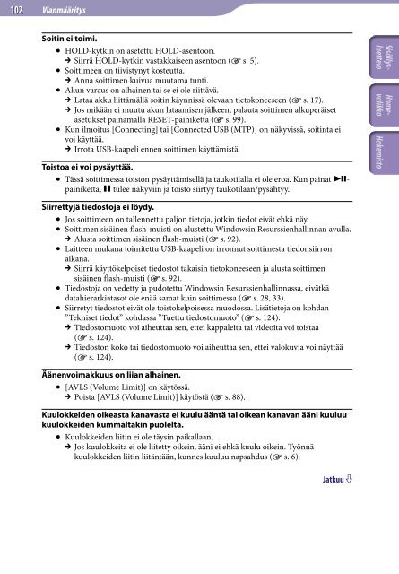 Sony NWZ-E443 - NWZ-E443 Istruzioni per l'uso Finlandese