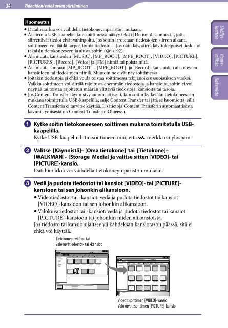 Sony NWZ-E443 - NWZ-E443 Istruzioni per l'uso Finlandese