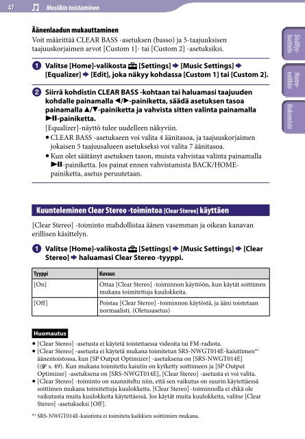 Sony NWZ-E443 - NWZ-E443 Istruzioni per l'uso Finlandese