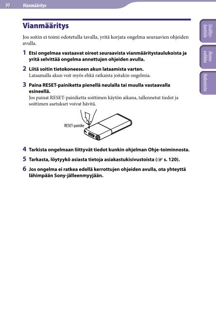 Sony NWZ-E443 - NWZ-E443 Istruzioni per l'uso Finlandese