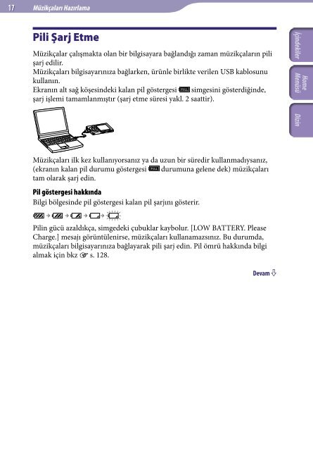 Sony NWZ-E443 - NWZ-E443 Istruzioni per l'uso Turco