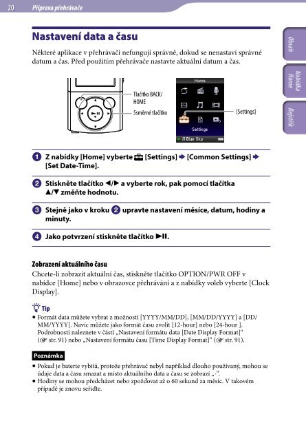 Sony NWZ-E443 - NWZ-E443 Istruzioni per l'uso Ceco