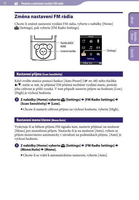 Sony NWZ-E443 - NWZ-E443 Istruzioni per l'uso Ceco