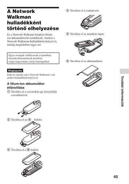 Sony NW-E503 - NW-E503 Istruzioni per l'uso Ungherese