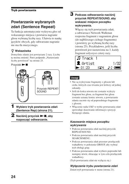 Sony NW-E503 - NW-E503 Istruzioni per l'uso Polacco