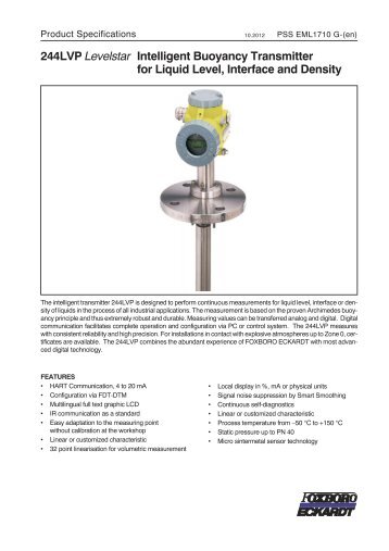 244LVP Levelstar Intelligent Buoyancy Transmitter for Liquid Level ...